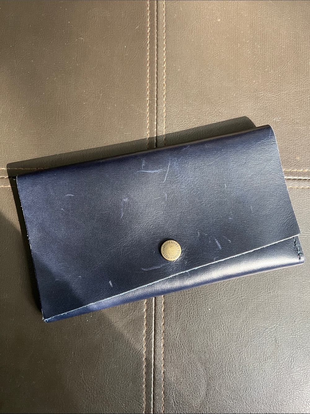 Portland Leather Navy Leather Rancher Wallet with Snap Closure